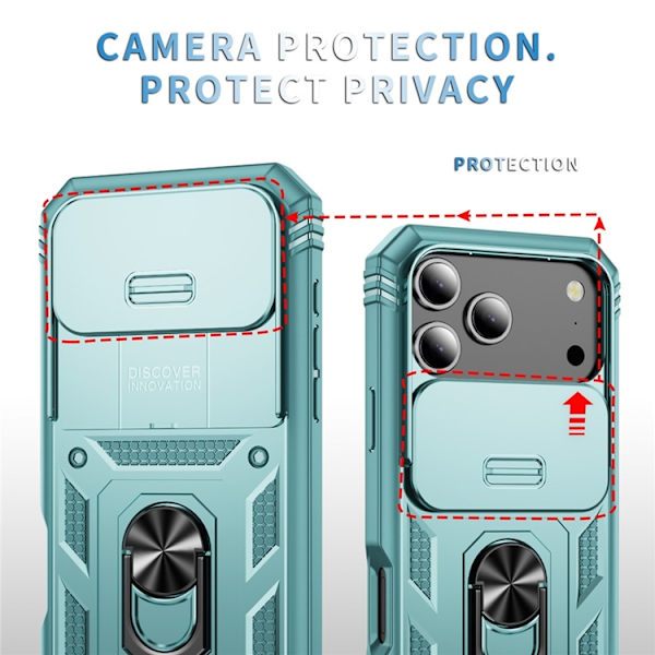 Mobilskal till iPhone 17 Pro Max Slide Camshield Kickstand - Grön Grön