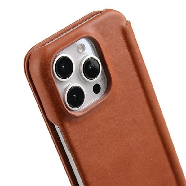 MELKCO Mobilskal till iPhone 16 Pro Äkta Läder Med MagSafe Kortfack - Brun