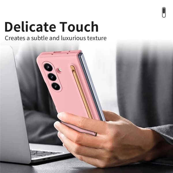 Mobilskal till Galaxy Z Fold7 med Härdad Glas Och Stylus - Rosa Rosa