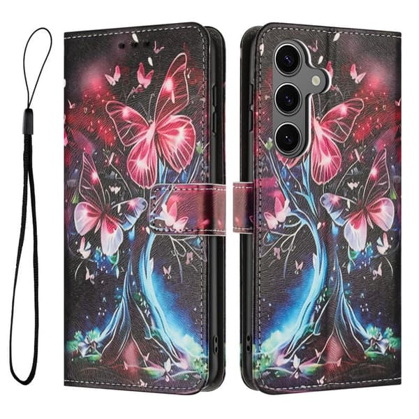 Plånboksfodral för Samsung Galaxy S26 Konstläder Mönster - Fjärilsträd