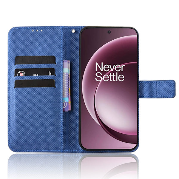 OnePlus 15 Plånboksfodral Strap Diamond Texture Konstläder Blå
