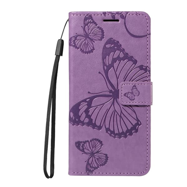 OnePlus 15 5G Konstläder Plånboksfodral Floral Butterfly Imprinted Lila
