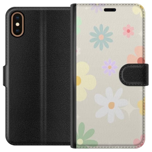 Apple iPhone XS Pung Taske med Fejende Blomster