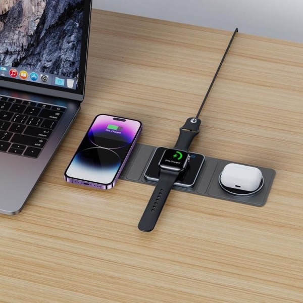 Tech-Protect 3in1 Magsafe trådløs oplader iPhone/Apple Watch/Air