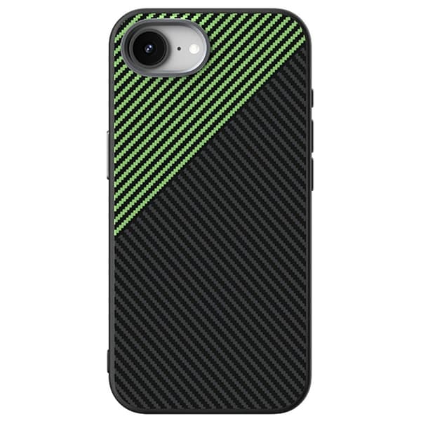 ABEEL Mobilskal till iPhone 16e MagSafe Carbon Fiber Texture Grön