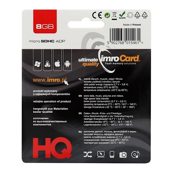Imro Minneskort Imro microSD 8GB med adapter