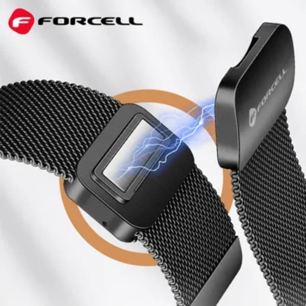 Forcell Galaxy Watch 20mm Armbånd Magnetisk Stål FS11 - Sort Svart