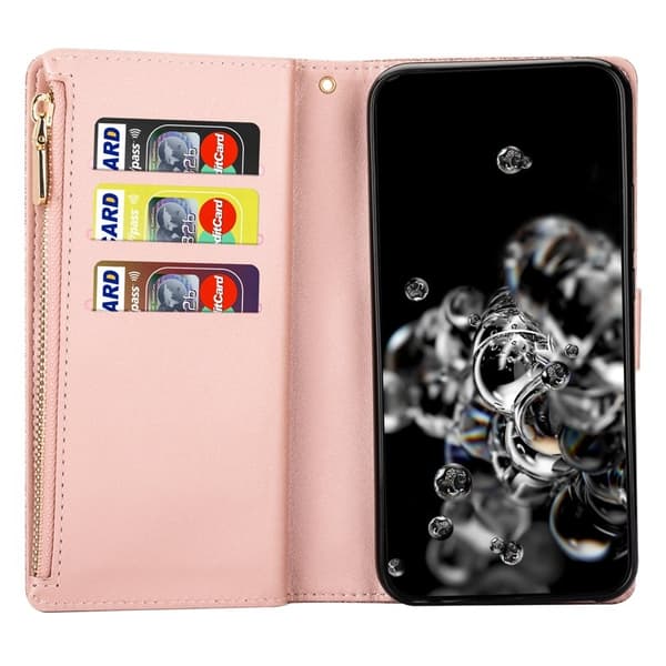 Samsung Galaxy S26 Plånboksfodral Konstläder Starry Sky - Roséguld