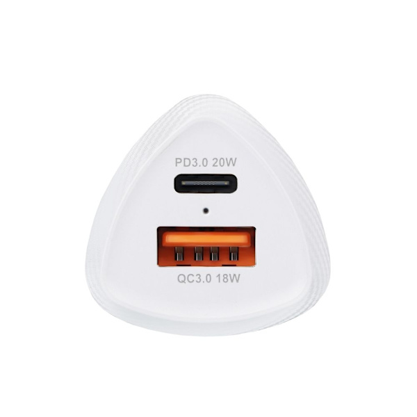 FORCELL billaddare USB-C 3.0 PD20W USB QC3.0 18W 5A vit