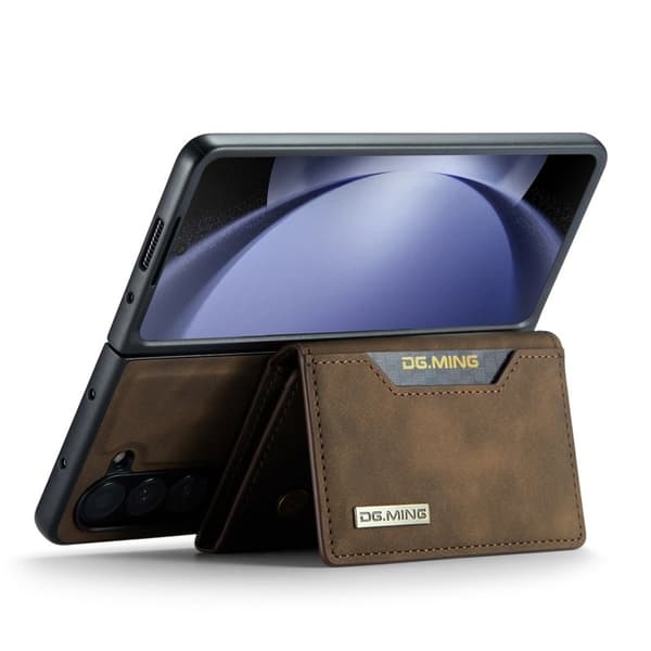 DG.MING M2 Series Kickstand Plånboksfodral Samsung Galaxy Z Fold5 Brun