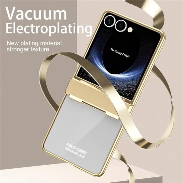 Mobilskal till Galaxy Z Flip7 Electroplating med skärmskydd - Silver Silver