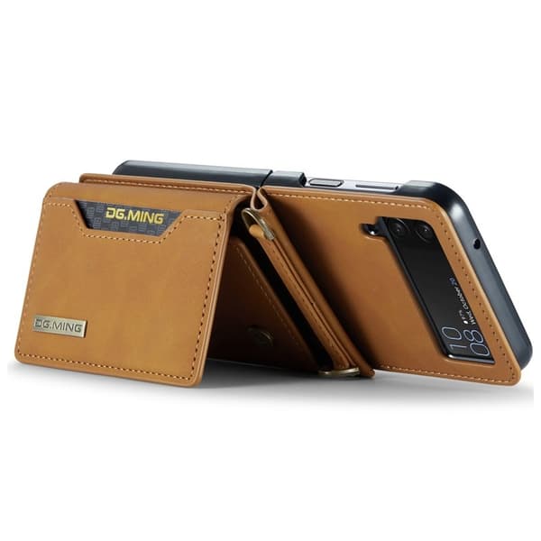 DG.MING Samsung Galaxy Z Flip4 Konstläder Plånboksfodral Magnetisk Brun