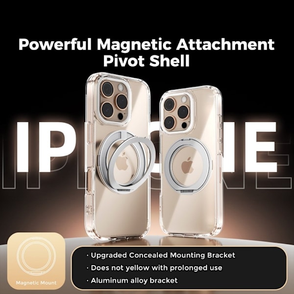 ABEEL Q-LUCK Mobilskal till iPhone 16 Pro Shockproof Rotating Kickstand Silver