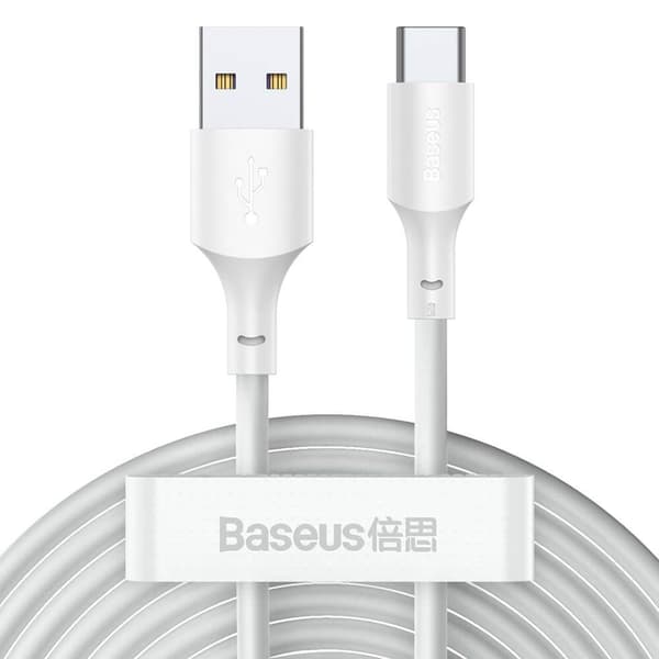 Baseus 2-pack USB-C till USB-A kabel 40 W 5 A 1.5m Vit Vit