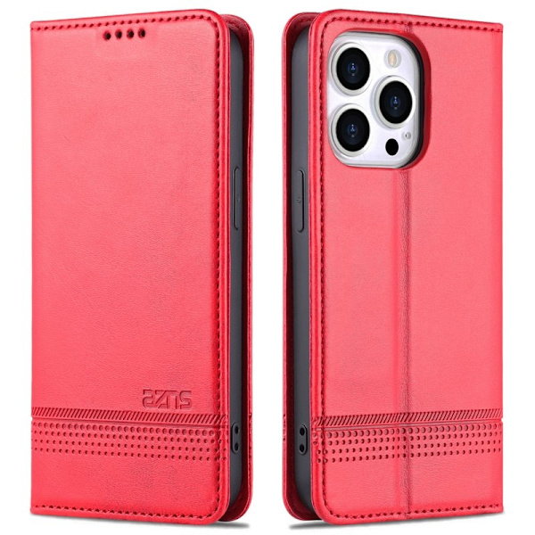 AZNS iPhone 15 Pro Max Plånboksfodral i Konstläder - Röd