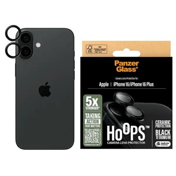 PanzerGlass iPhone 16/16 Plus Kameralinsskydd Härdat Glas Black