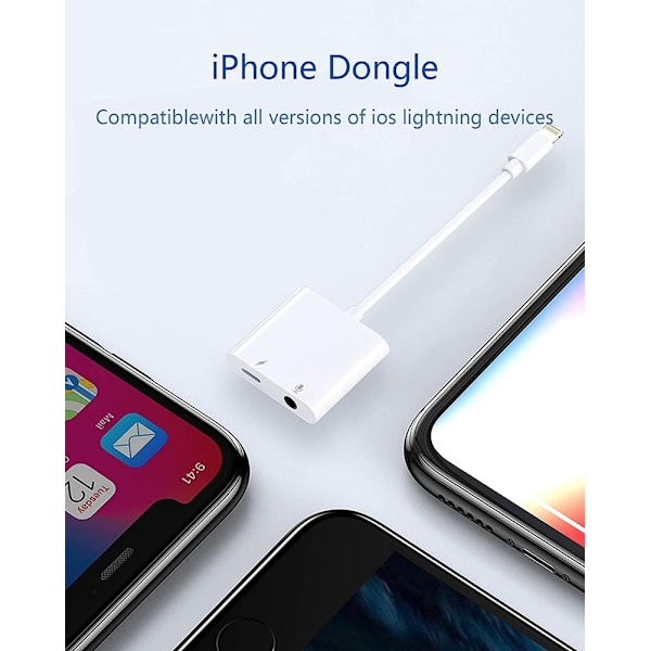 2 in 1 Lightning Splitter hörlurar adapter Lightning to 3.5mm