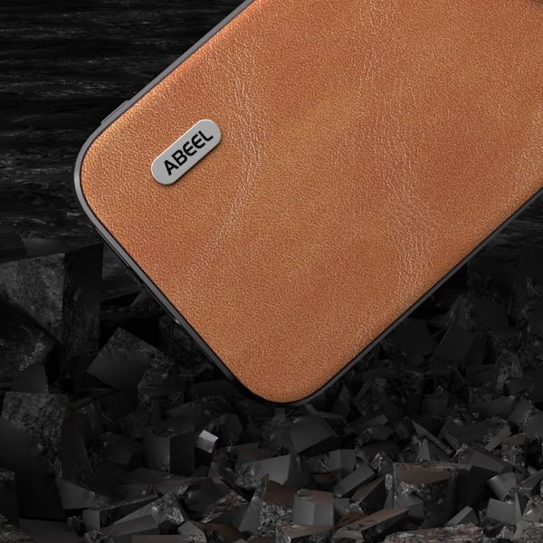 ABEEL Mobilskal till iPhone 15 Plus , Läderlook PU + TPU, Brun
