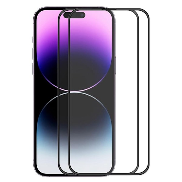 [2-PACK] iPhone 15 Pro Max Härdat Glas Skärmskydd - Svart Svart