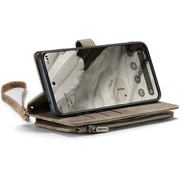 CASEME Konstläder Plånboksfodral till Google Pixel 8 med Rem - Brun