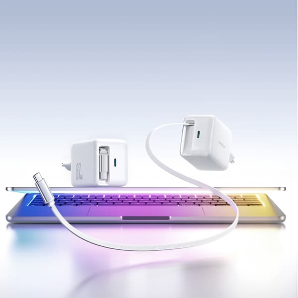 Joyroom hurtigoplader USB-C 67W med udtrækkeligt USB-C-kabel hvid Vit