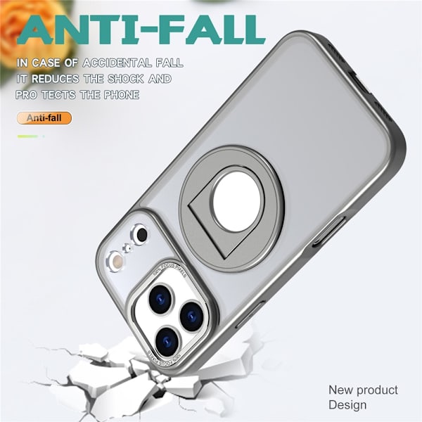 Mobilskal till iPhone 17 Pro Max MagSafe Rotating Kickstand Clear - Grå Grå