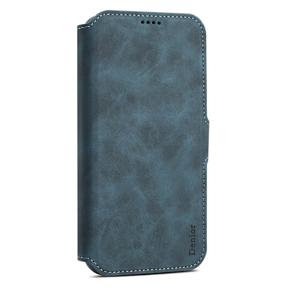 DENIOR B07 iPhone 16 Pro Plånboksfodral Konstläder + PC Magnetiskt Blå