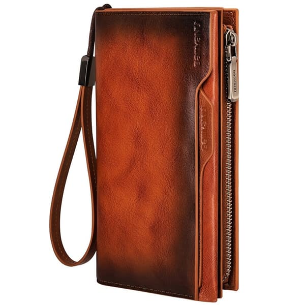 BANYANU Plånbok Väska Vintage Äkta Cow Läder RFID Blocking N2043 - Brun Brun