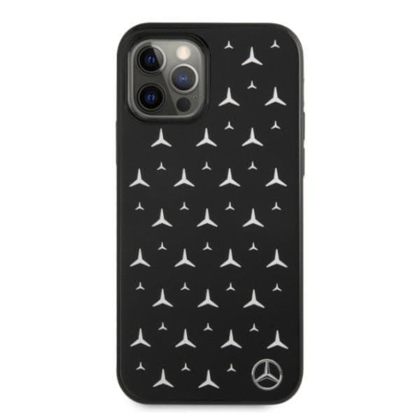 Mercedes Silver Stars Pattern Skal iPhone 12 / 12 Pro - Svart Svart