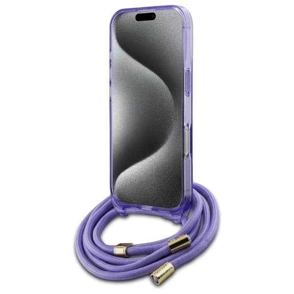 Guess Mobilskal till iPhone 16 Pro Max MagSafe Crossbody Cord Script - Lila Lila