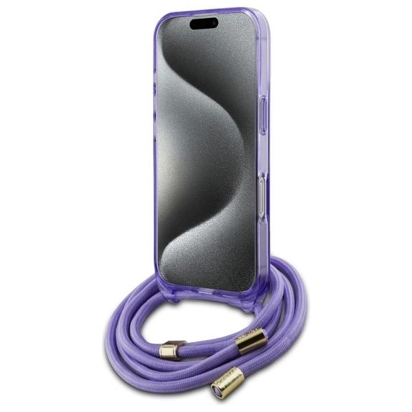 Guess Telefontaske til iPhone 16 Pro Max MagSafe Crossbody Cord Script - Lilla