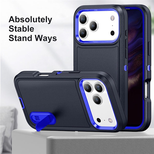 Mobilskal till iPhone 17 Pro Max Kickstand Silikon - Mörkblå/Sapphire Blå