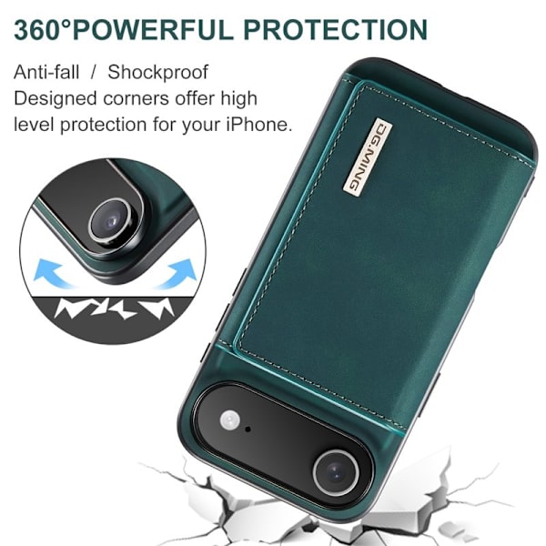 DG.MING iPhone Air Konstläder Plånboksfodral Kickstand Grön
