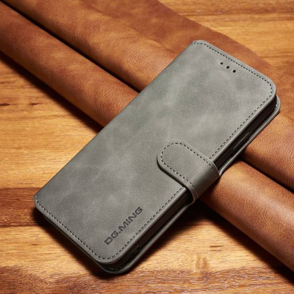 DG.MING Retro KonstLäder Plånboksfodral iPhone XS Max Grå