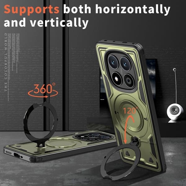 Mobilskal till Xiaomi Redmi Note 14 Pro 5G Plast Militärt Skydd - Olivgrön