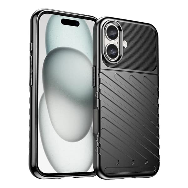 Mobilskal till iPhone 16 Plus Silikon Thunder - Svart Black