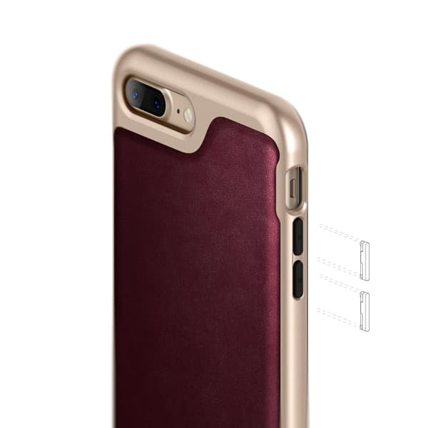 Caseology Envoy Aito nahkakuori iPhone 7 Plus - Cherry Vinröd