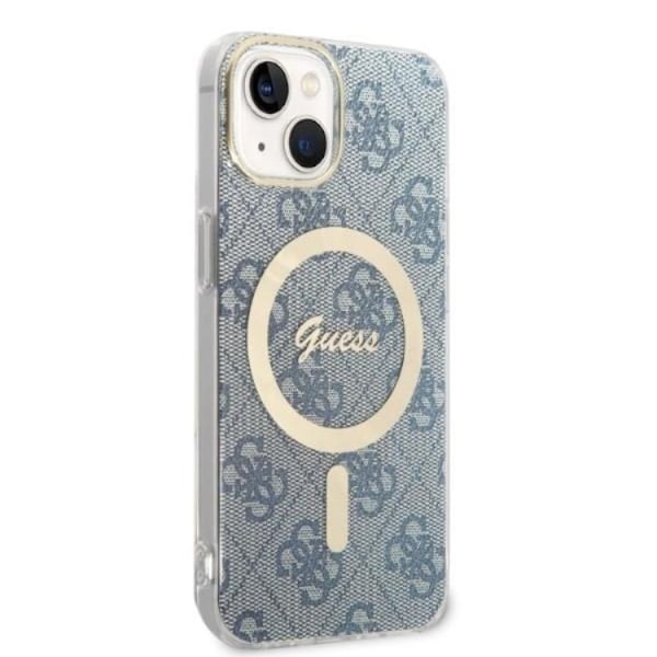 GUESS iPhone 14 Magsafe Skal Print + Trådlös Laddare - Blå