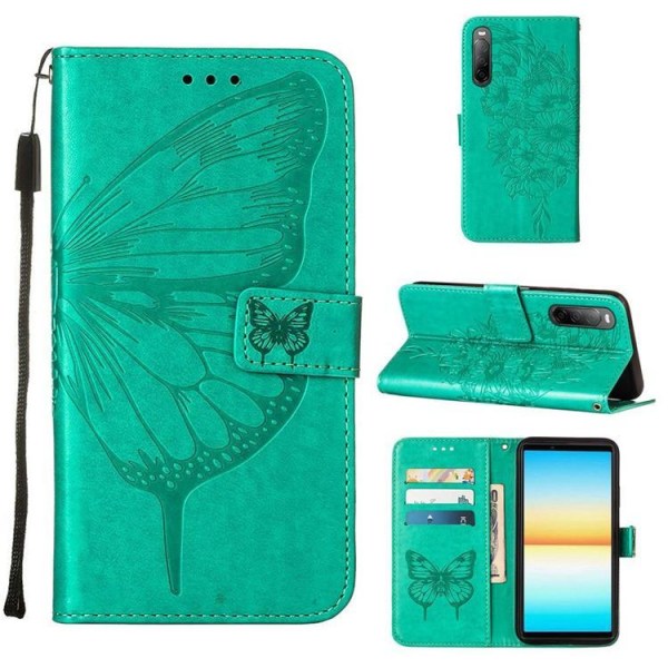 Sony Xperia 10 IV Plånboksfodral Butterfly - Turkos