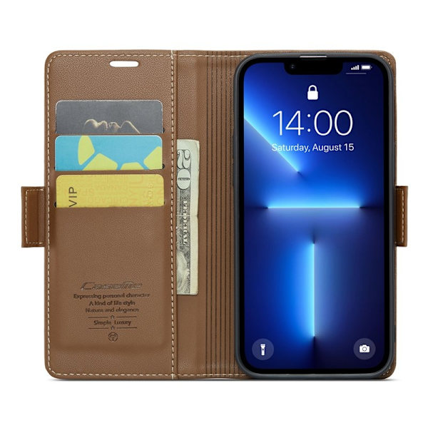 CASEME Plånboksfodral Konstläder för iPhone 13 Pro Max - Brun