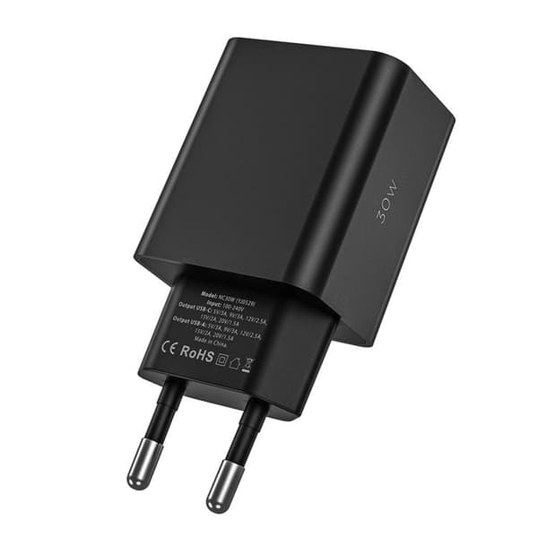 Tech-Protect NC30W 2-Port Netværk Oplader - Sort Svart