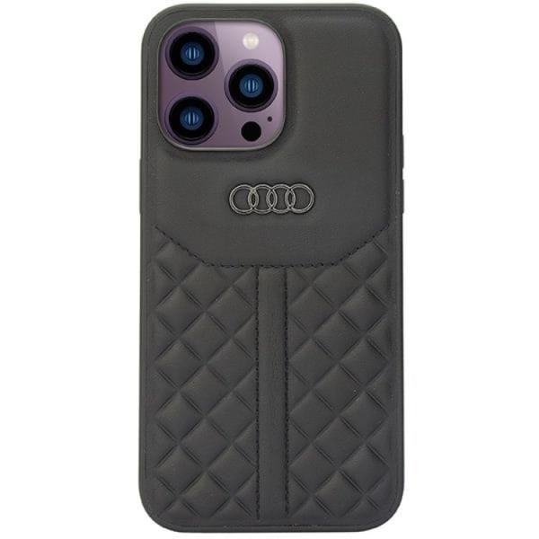 Audi iPhone 14 Pro Max Mobilcover Ægte Læder - Sort