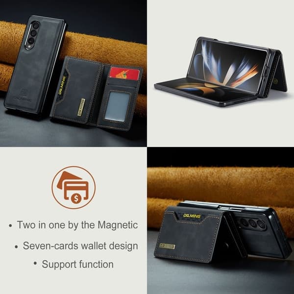 DG.MING Samsung Galaxy Z Fold4 Plånboksfodral Magnetisk Svart