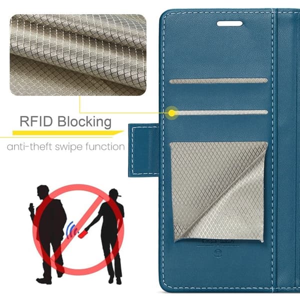 CASEME 023 Mobilskal till OnePlus 12 5G RFID-Skydd Konstläder Plånboksfodral Blå