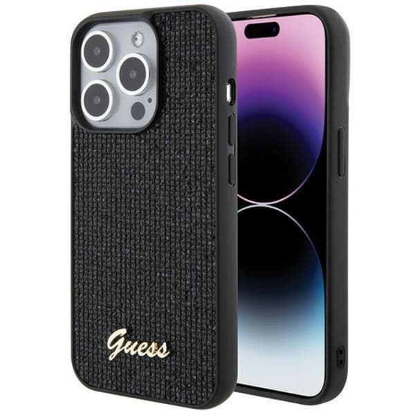 Guess iPhone 15 Pro -puhelinkuori Disco Metal Script - Musta Black