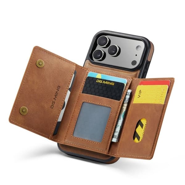 DG.MING M5 Series Mobilskal till iPhone 17 Pro Max Magnetiskt Konstläder Brun