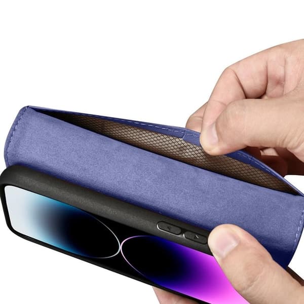 iCarer iPhone 14 Pro Max Plånboksfodral 2in1 Anti-RFID Äkta Läder Brun