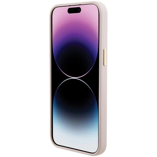 Guess Mobilskal till iPhone 15 Pro Silikon Logo Strass 4G - Rosa