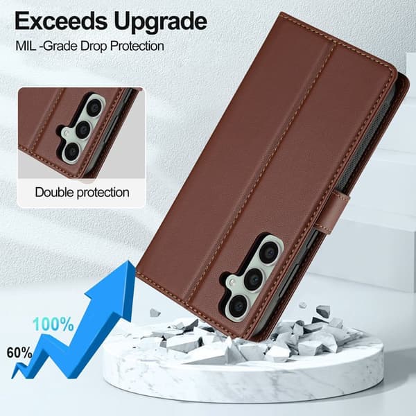 LC.IMEEKE Plånboksfodral för Samsung Galaxy S26 Plus Konstläder Magnetiskt Brun