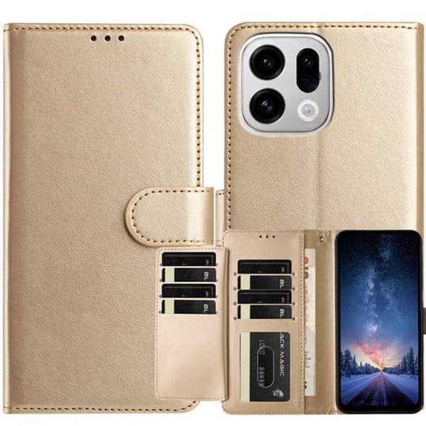 Oppo Find X9 Pro 5G Kortfack Plånboksfodral Konstläder - Guld